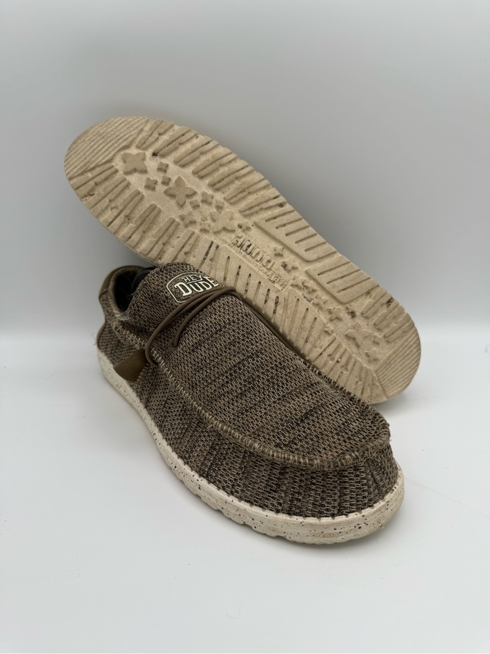 Men's Hey Dude Wally Sox Brown Knit Slip-On Casual Comfort Shoes Size 12